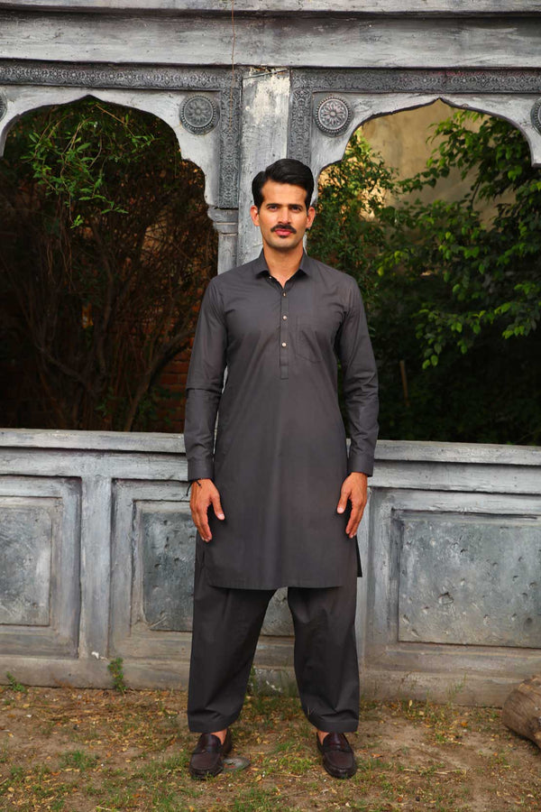 Charcoal Grey Kameez Shalwar