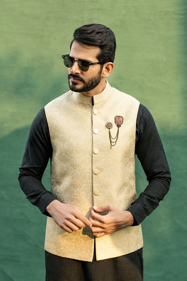 BEIGE FLORAL WAISTCOAT