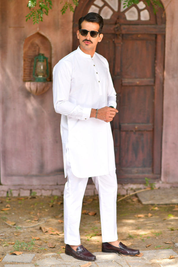 WHITE KURTA TROUSER SET